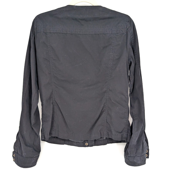 VTG Y2K Express Black Utility Jacket Cotton Canvas Zip Pocket Moto Style Small - Picture 3 of 8